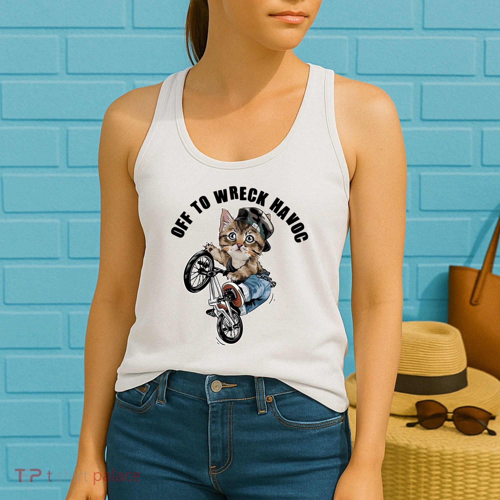 Funny Hiphop Cat Off To Wreck Havoc Women's Tank Top