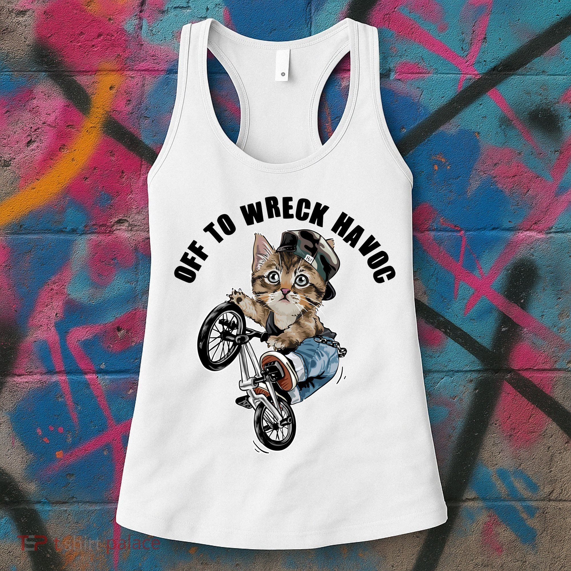 Funny Hiphop Cat Off To Wreck Havoc Women's Tank Top