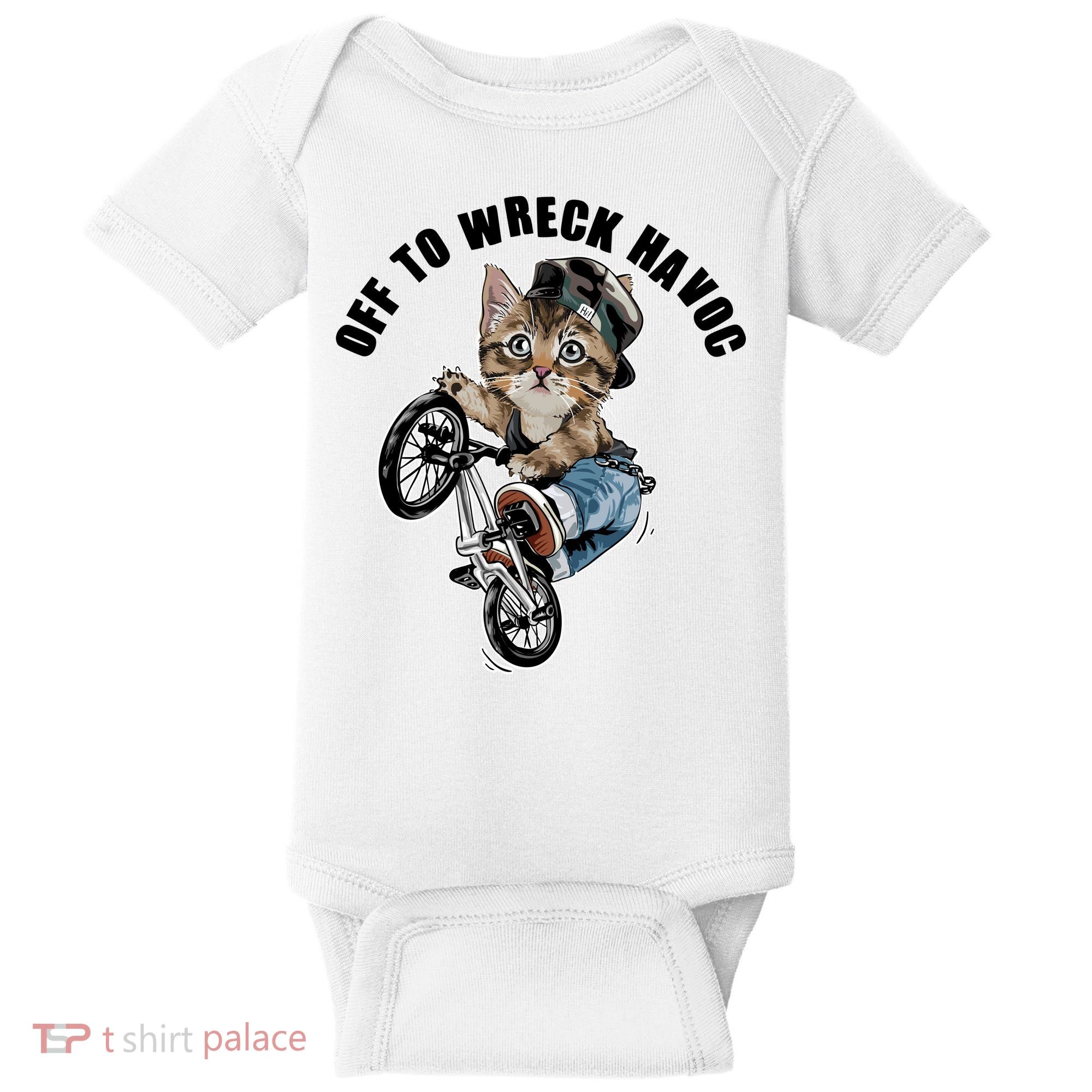 Funny Hiphop Cat Off To Wreck Havoc Baby Bodysuit