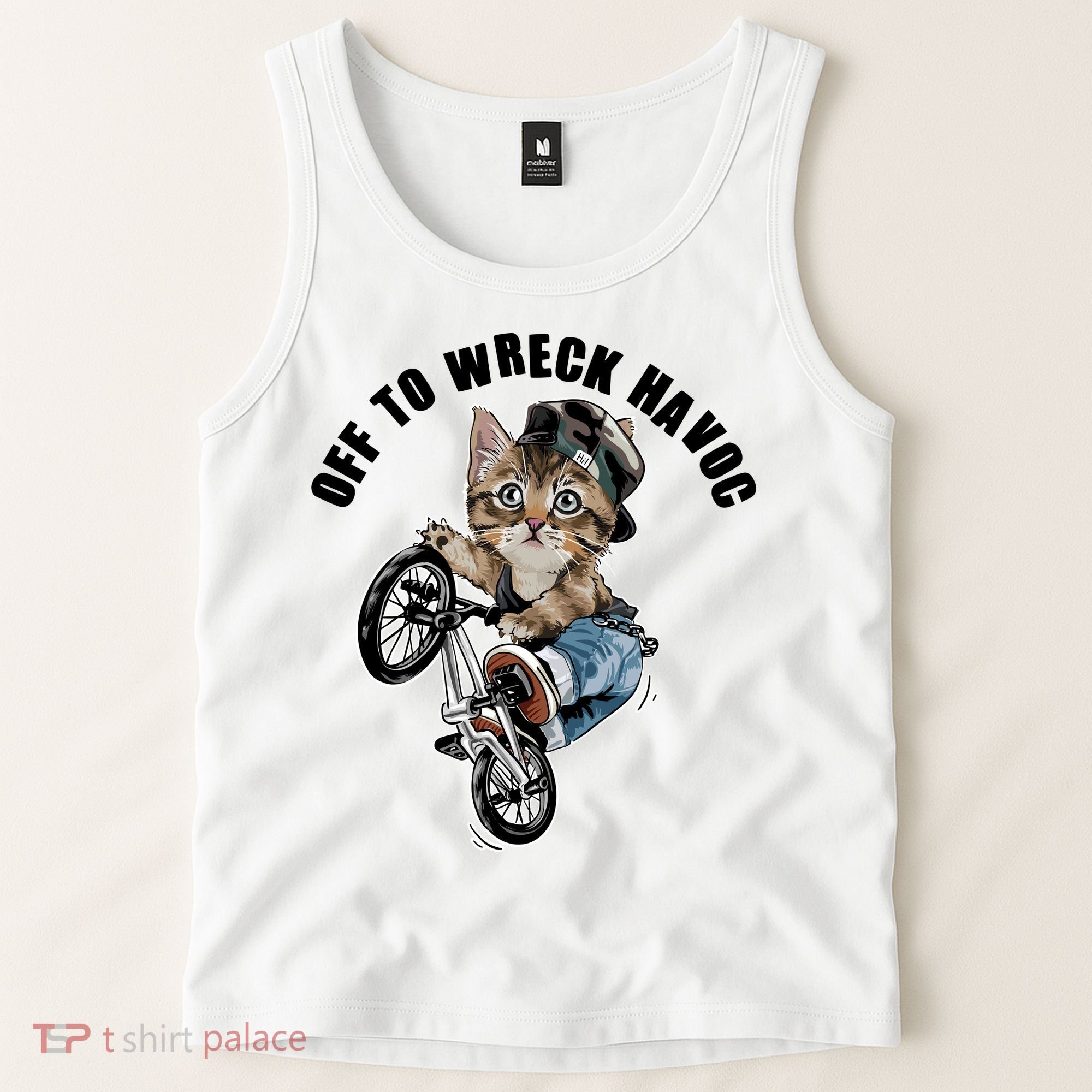 Funny Hiphop Cat Off To Wreck Havoc Tank Top