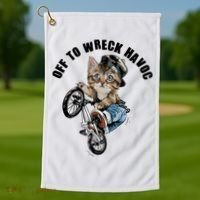 Funny Hiphop Cat Off To Wreck Havoc Golf Towel thumb 1
