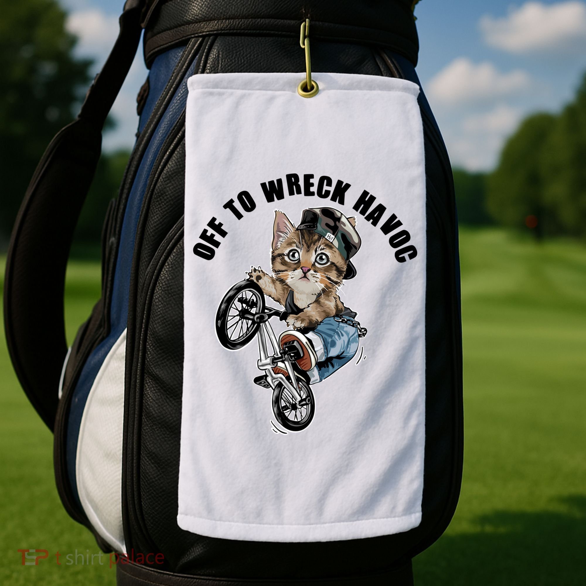 Funny Hiphop Cat Off To Wreck Havoc Golf Towel