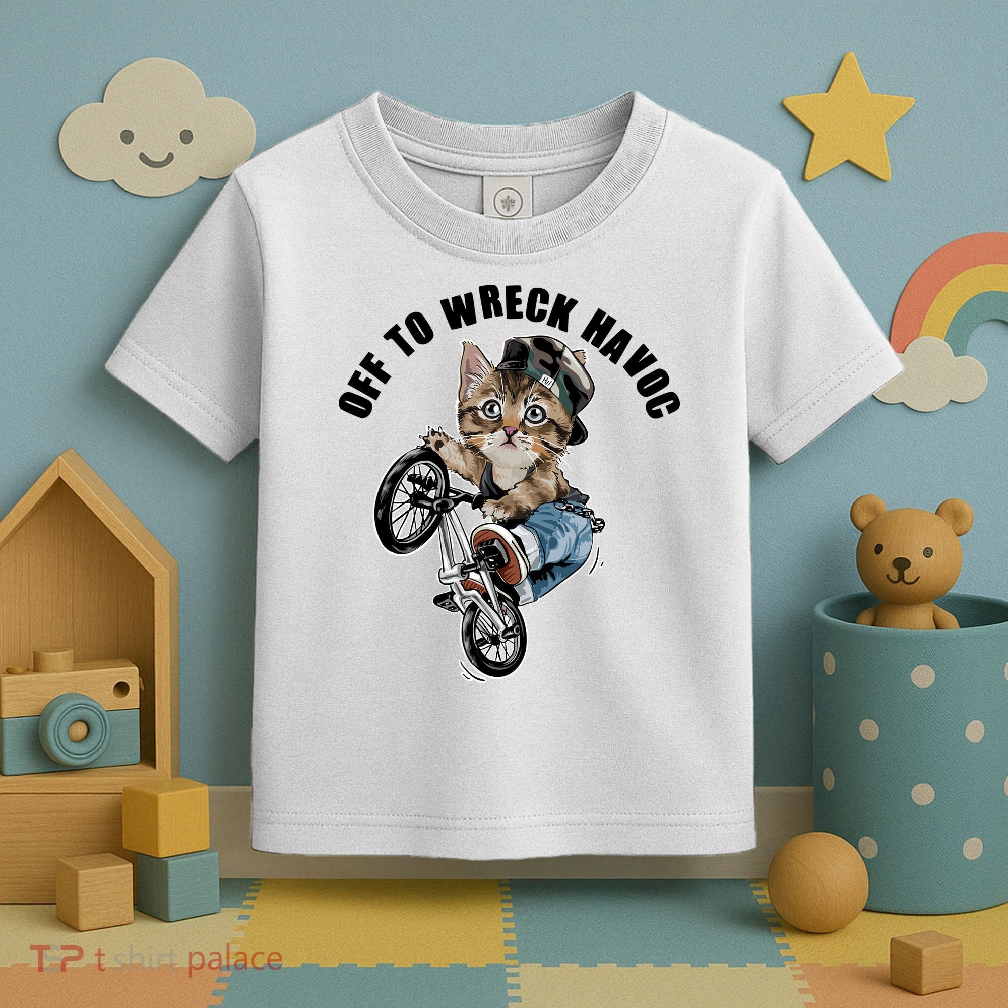 Funny Hiphop Cat Off To Wreck Havoc Toddler T-Shirt