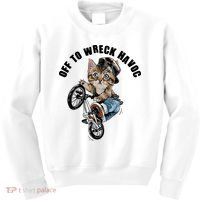 Funny Hiphop Cat Off To Wreck Havoc Kids Sweatshirt thumb 0