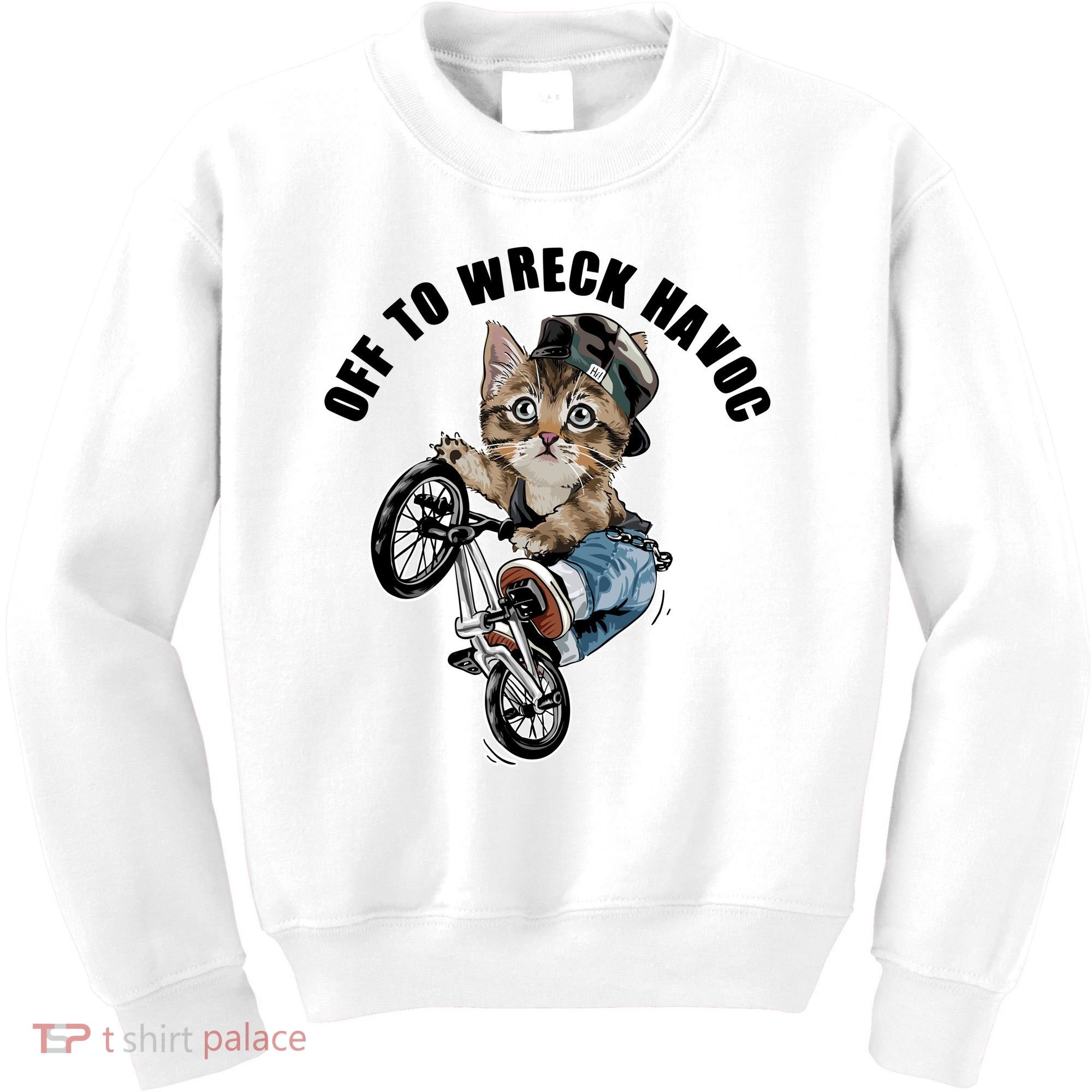 Funny Hiphop Cat Off To Wreck Havoc Kids Sweatshirt