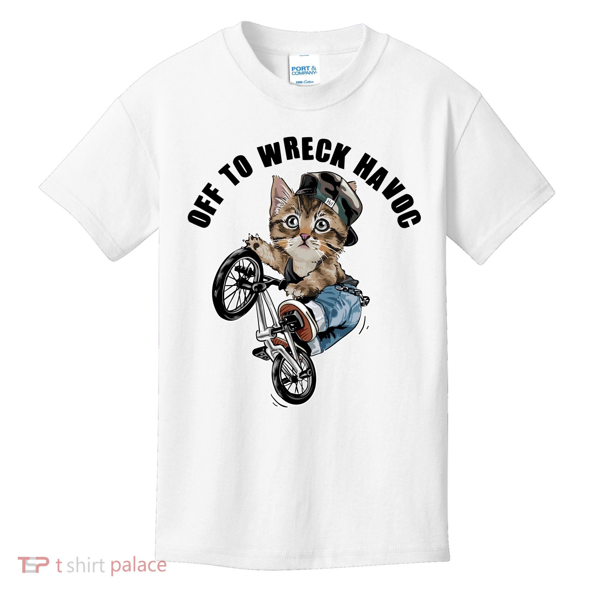 Funny Hiphop Cat Off To Wreck Havoc Kids T-Shirt