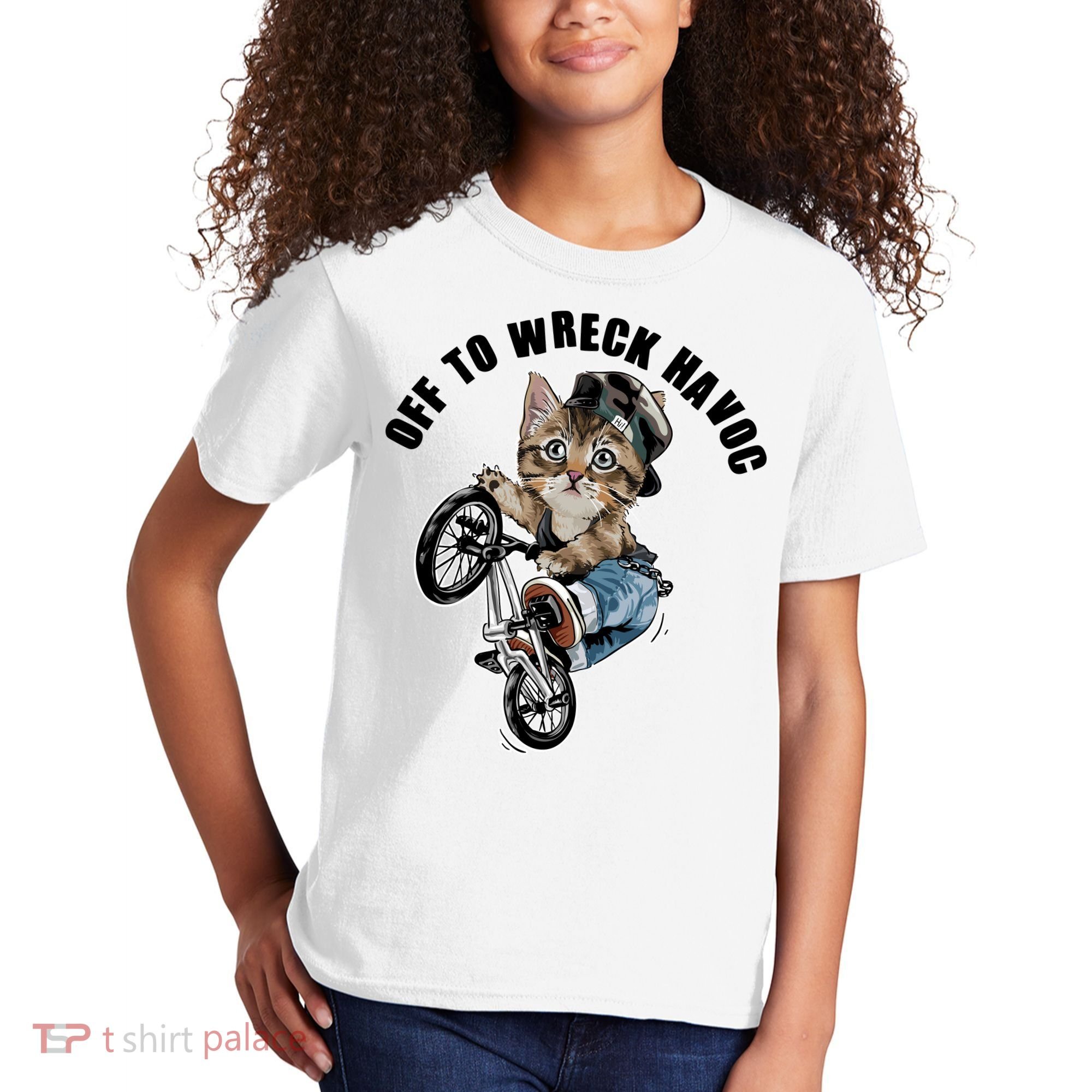 Funny Hiphop Cat Off To Wreck Havoc Kids T-Shirt