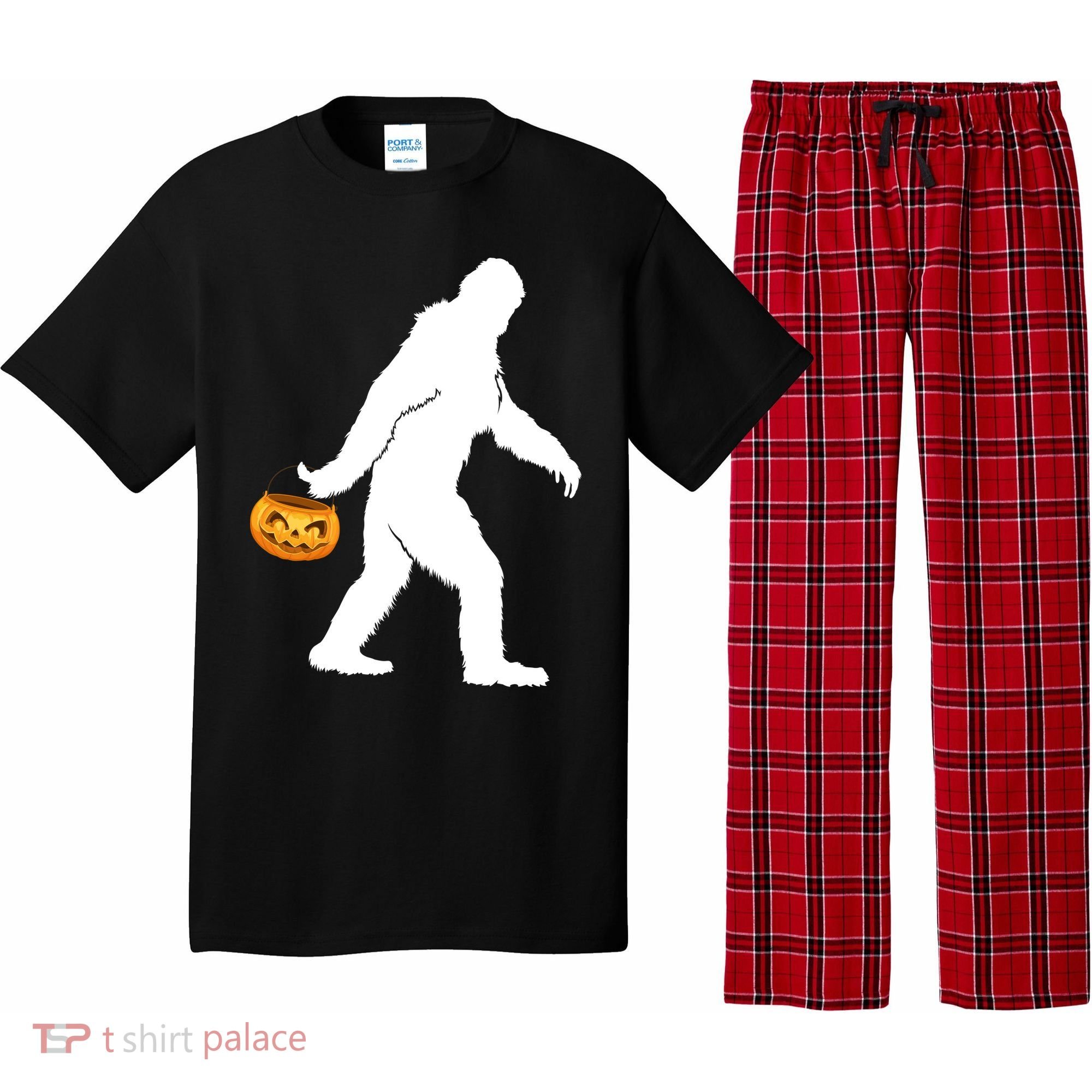 Funny Halloween, Cute Halloween, Bigfoot Sasquatch Halloween Pumpkin Pajama Set