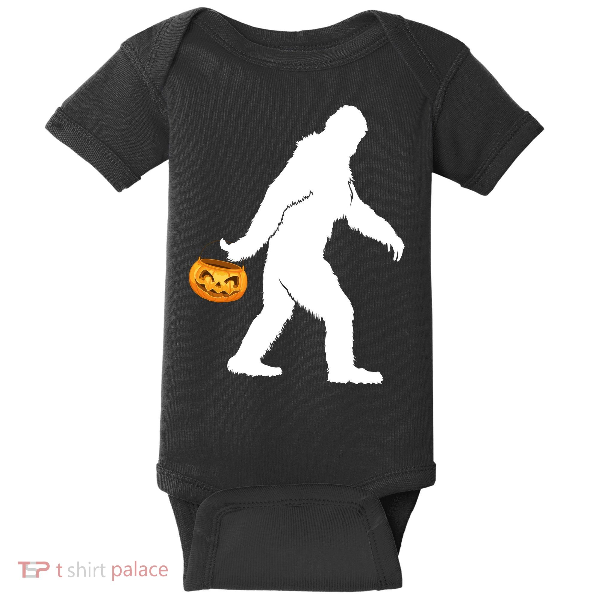 Funny Halloween, Cute Halloween, Bigfoot Sasquatch Halloween Pumpkin Baby Bodysuit