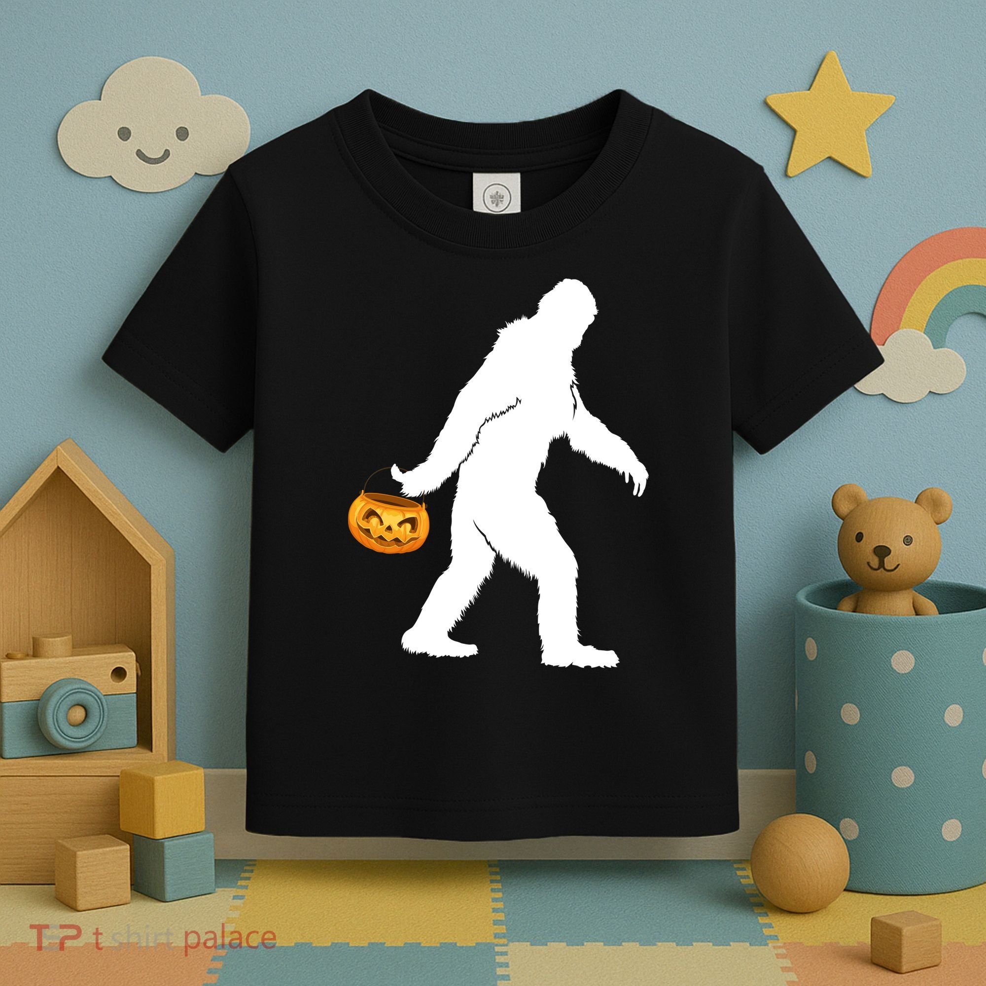 Funny Halloween, Cute Halloween, Bigfoot Sasquatch Halloween Pumpkin Toddler T-Shirt