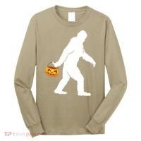 Funny Halloween, Cute Halloween, Bigfoot Sasquatch Halloween Pumpkin Long Sleeve Shirt thumb 0