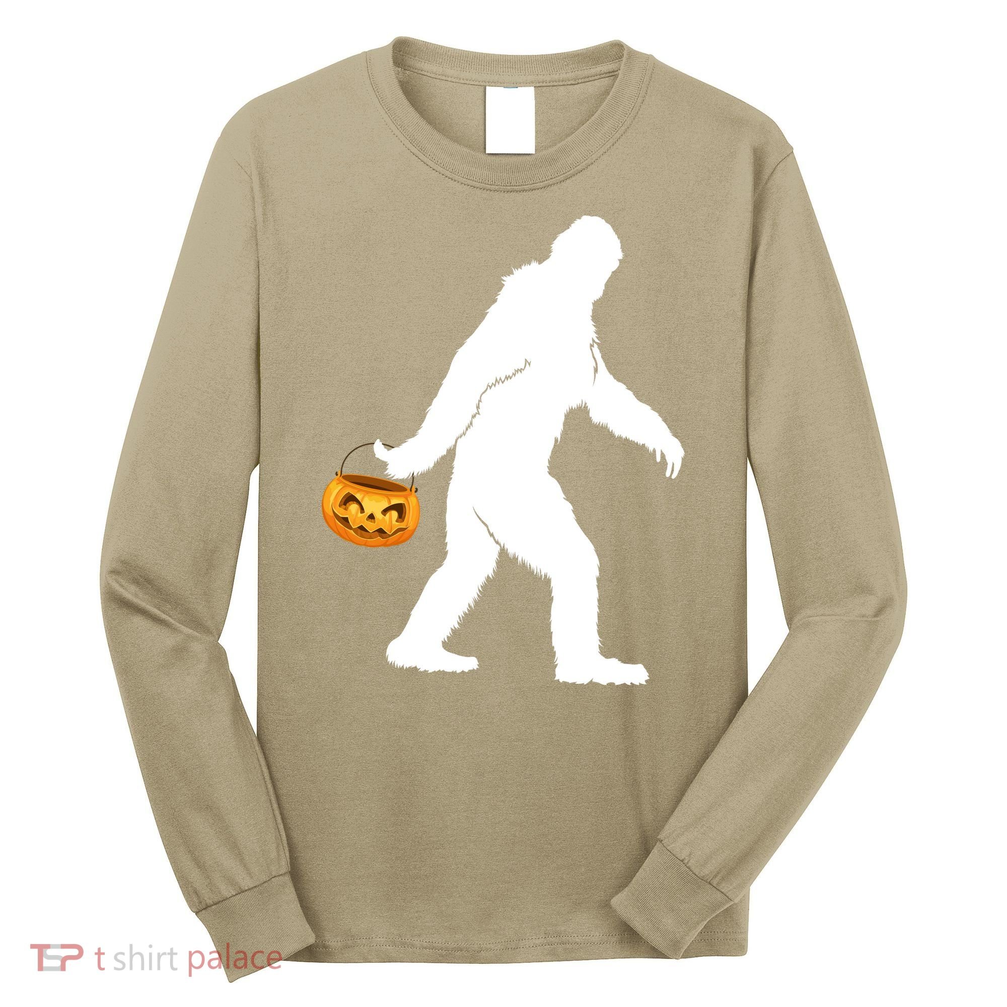 Funny Halloween, Cute Halloween, Bigfoot Sasquatch Halloween Pumpkin Long Sleeve Shirt