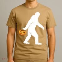 Funny Halloween, Cute Halloween, Bigfoot Sasquatch Halloween Pumpkin T-Shirt thumb 3
