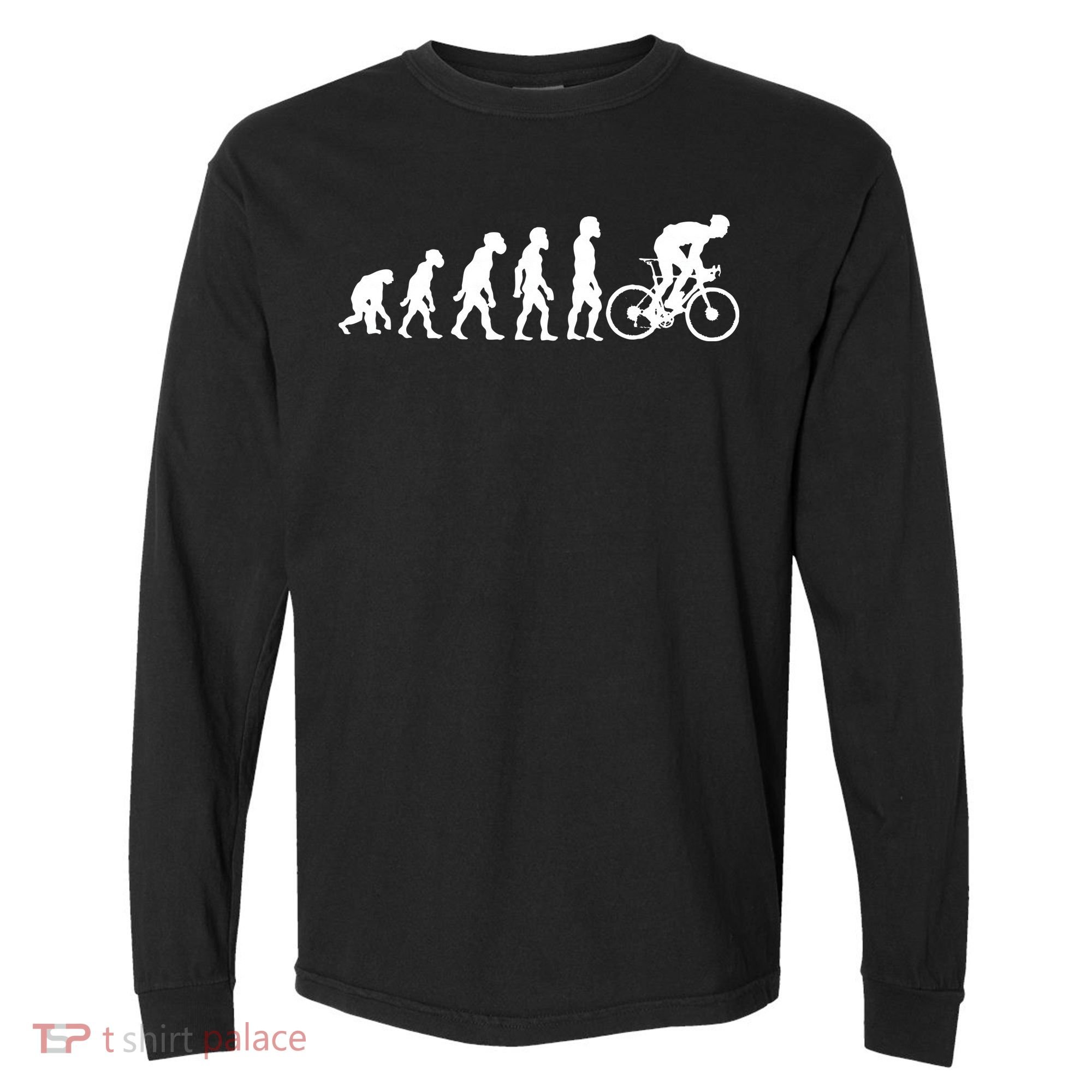 Funny Human Cycling Evolution Athlete Bike Cyclist Biker Comfort Colors Heavyweight Long Sleeve T-Shirt