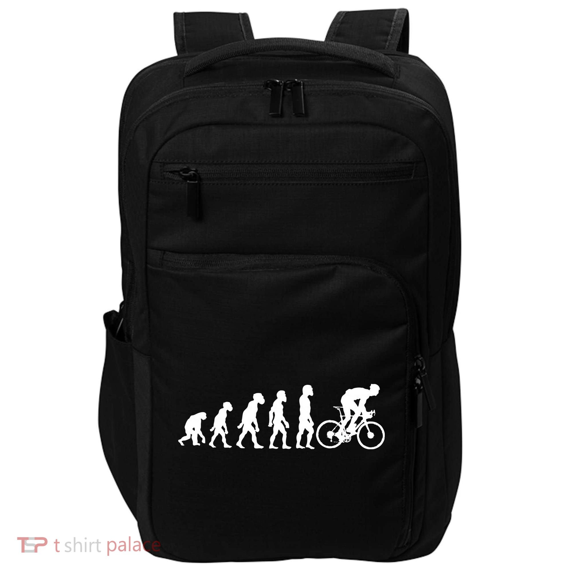 Funny Human Cycling Evolution Athlete Bike Cyclist Biker Impact Tech Backpack