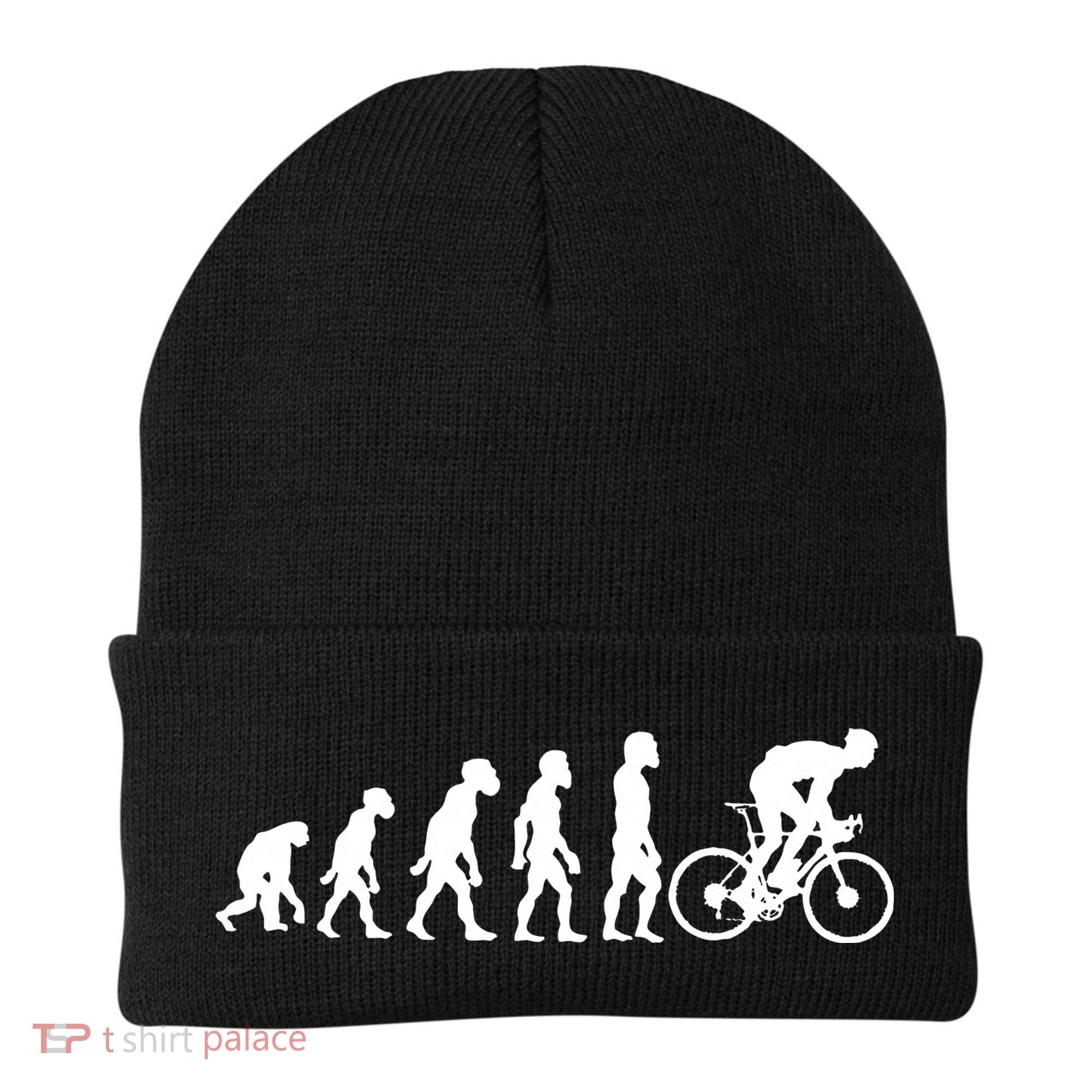 Funny Human Cycling Evolution Athlete Bike Cyclist Biker Beanie