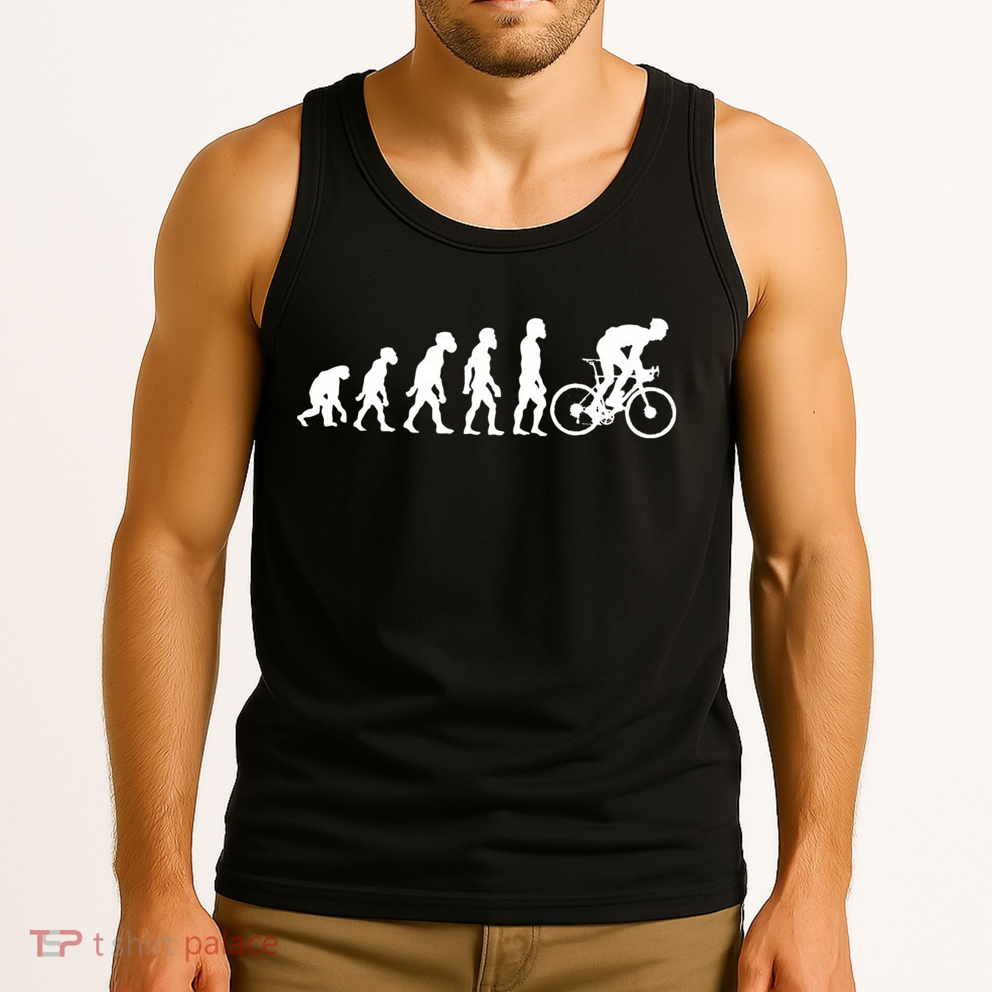 Funny Human Cycling Evolution Athlete Bike Cyclist Biker Tank Top