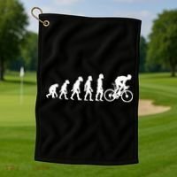 Funny Human Cycling Evolution Athlete Bike Cyclist Biker Golf Towel thumb 1