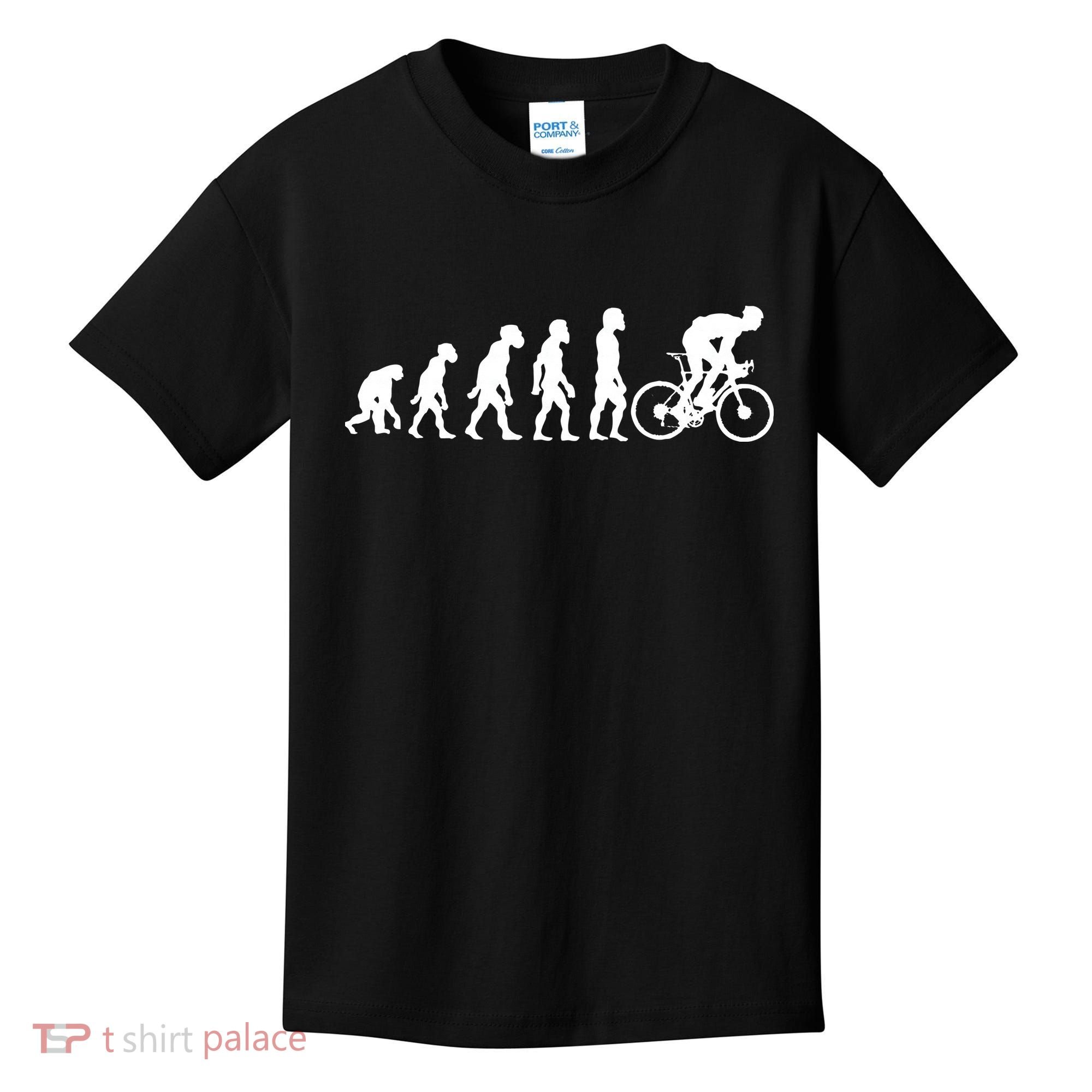 Funny Human Cycling Evolution Athlete Bike Cyclist Biker Kids T-Shirt