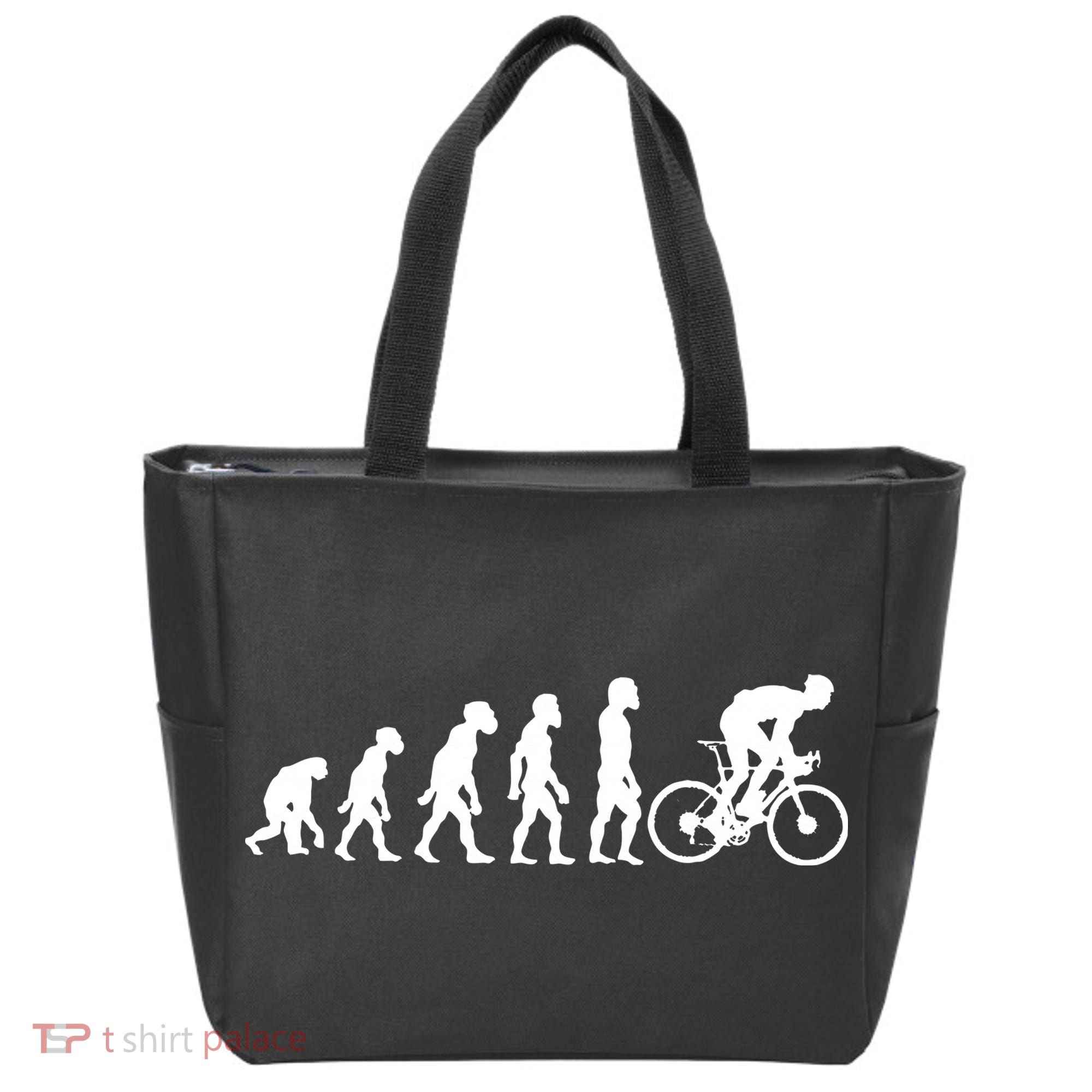 Funny Human Cycling Evolution Athlete Bike Cyclist Biker Tote Bag