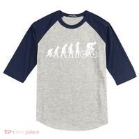 Funny Human Cycling Evolution Athlete Bike Cyclist Biker Kids Colorblock Raglan Jersey thumb 0