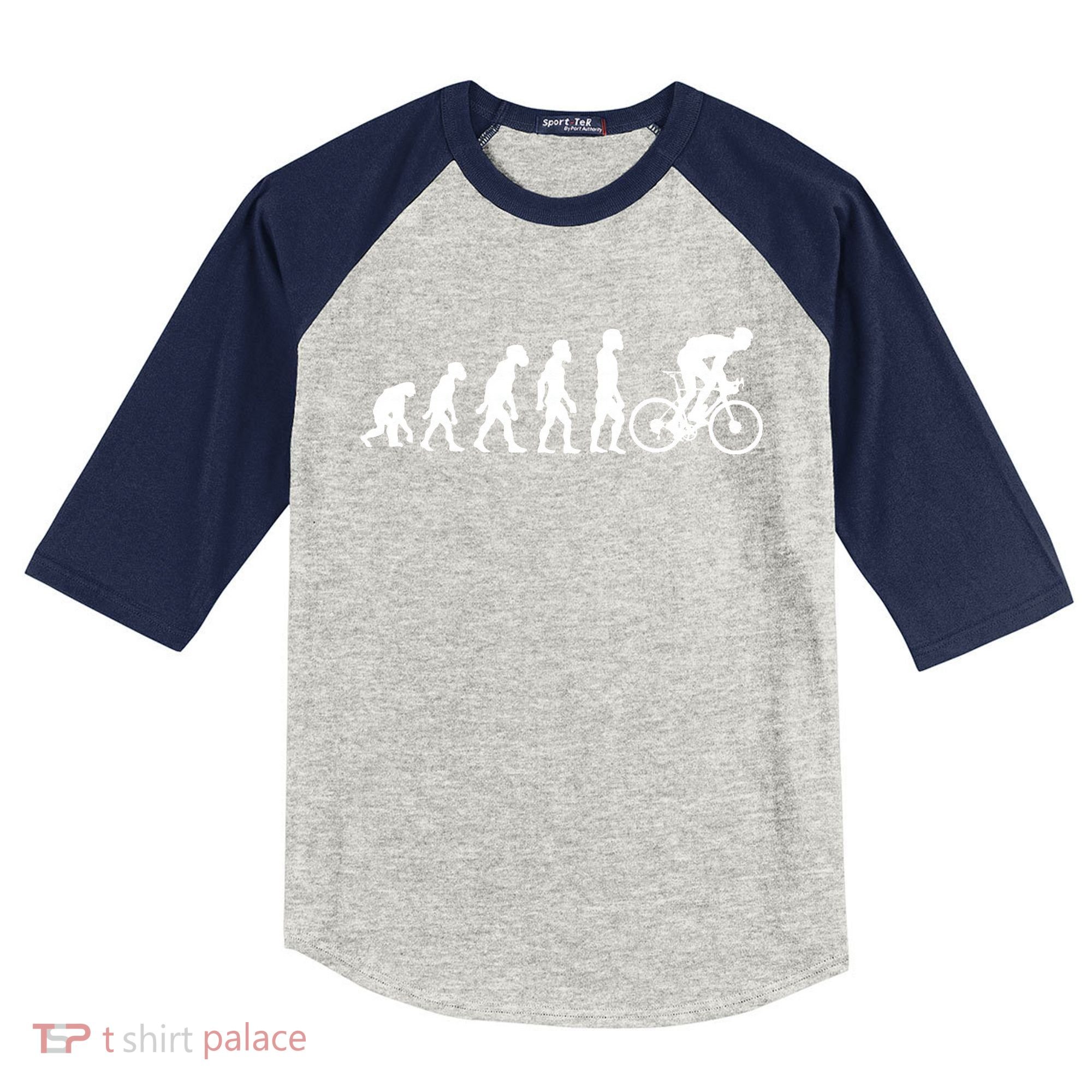 Funny Human Cycling Evolution Athlete Bike Cyclist Biker Kids Colorblock Raglan Jersey