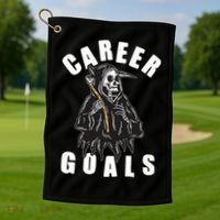 Funny Halloween Career Goals Grim Reaper Golf Towel thumb 1