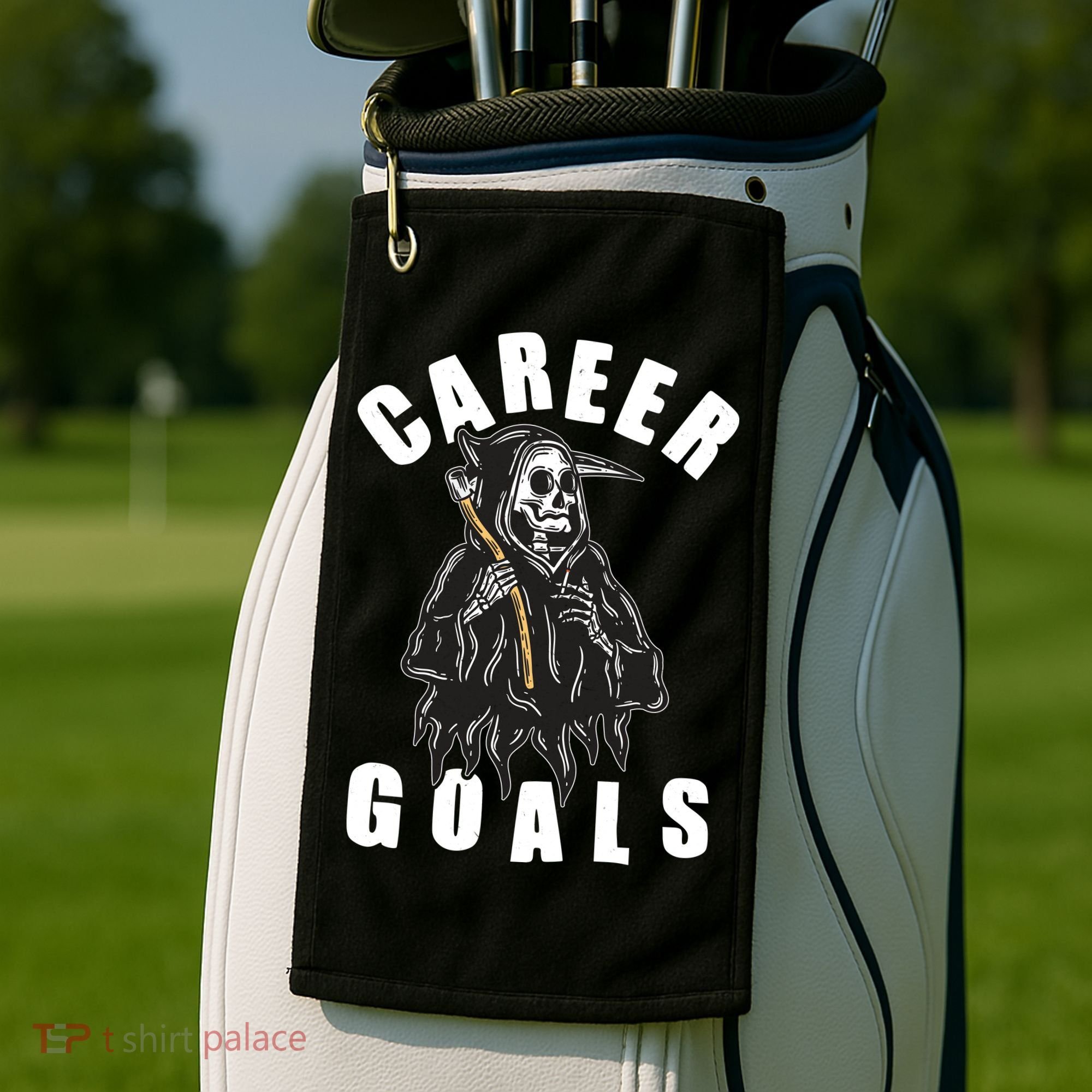 Funny Halloween Career Goals Grim Reaper Golf Towel
