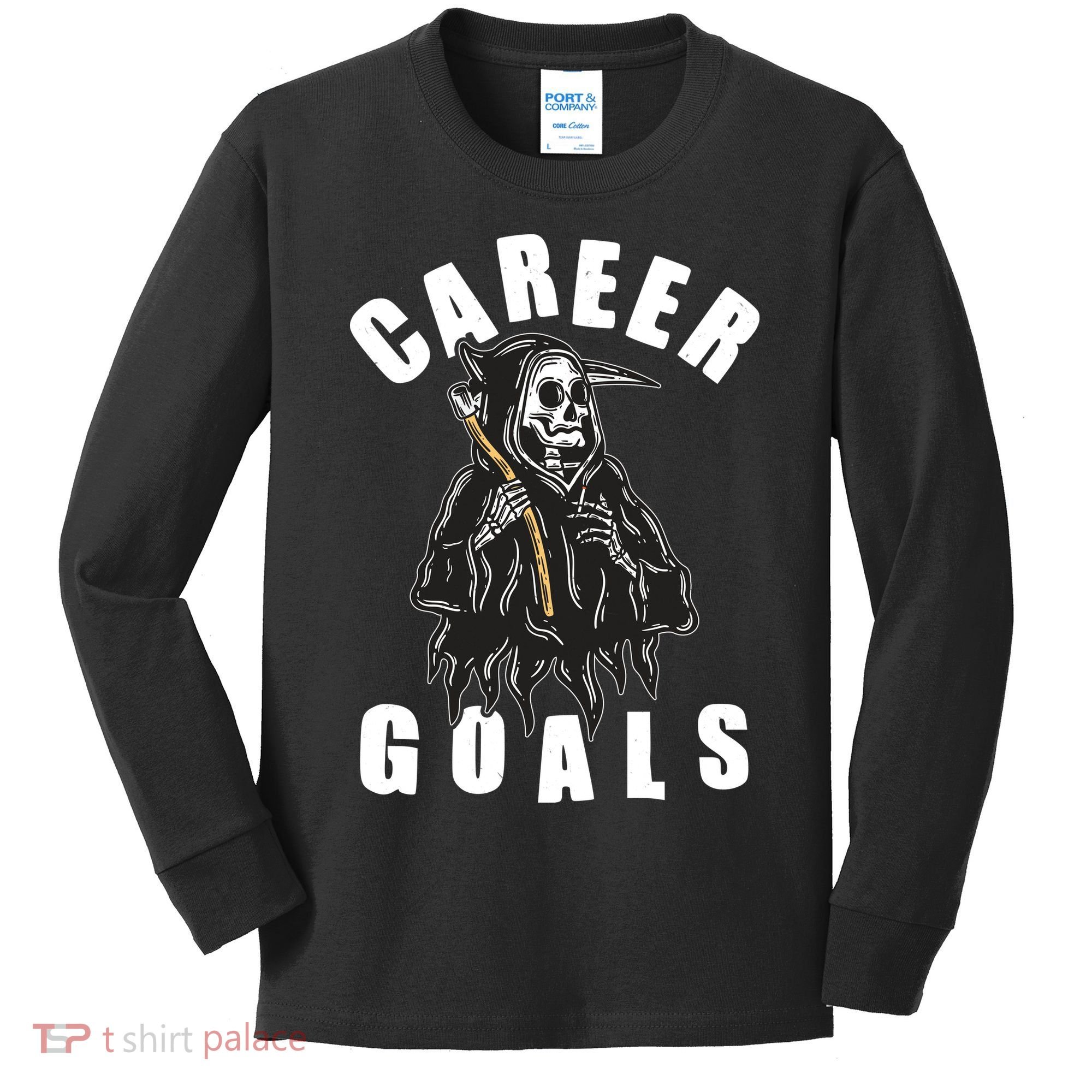 Funny Halloween Career Goals Grim Reaper Kids Long Sleeve Shirt