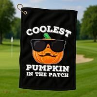 Funny Halloween Coolest Pumpkin In The Patch Gift Golf Towel thumb 1