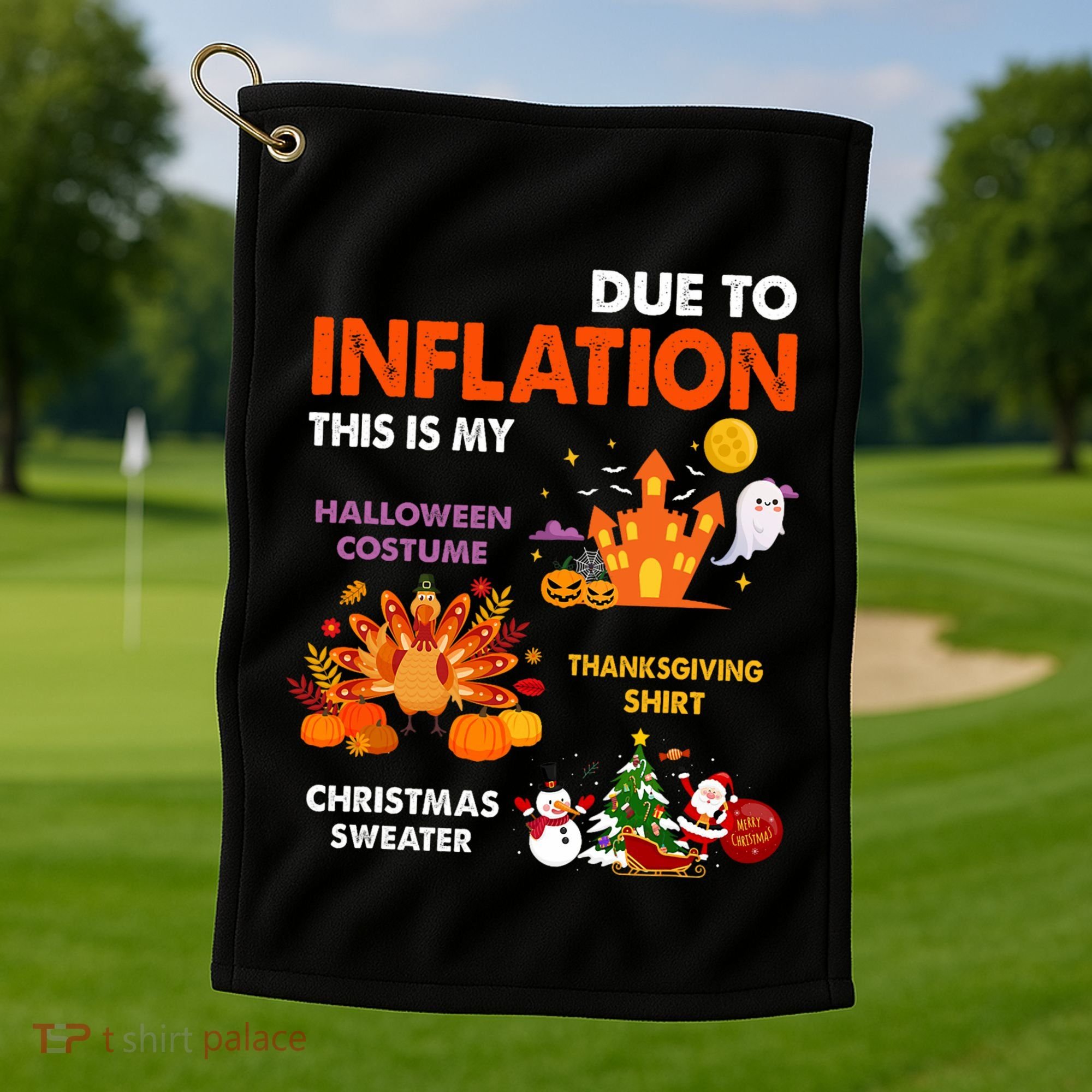 Funny Halloween Costume Thanksgiving Ugly Christmas Golf Towel
