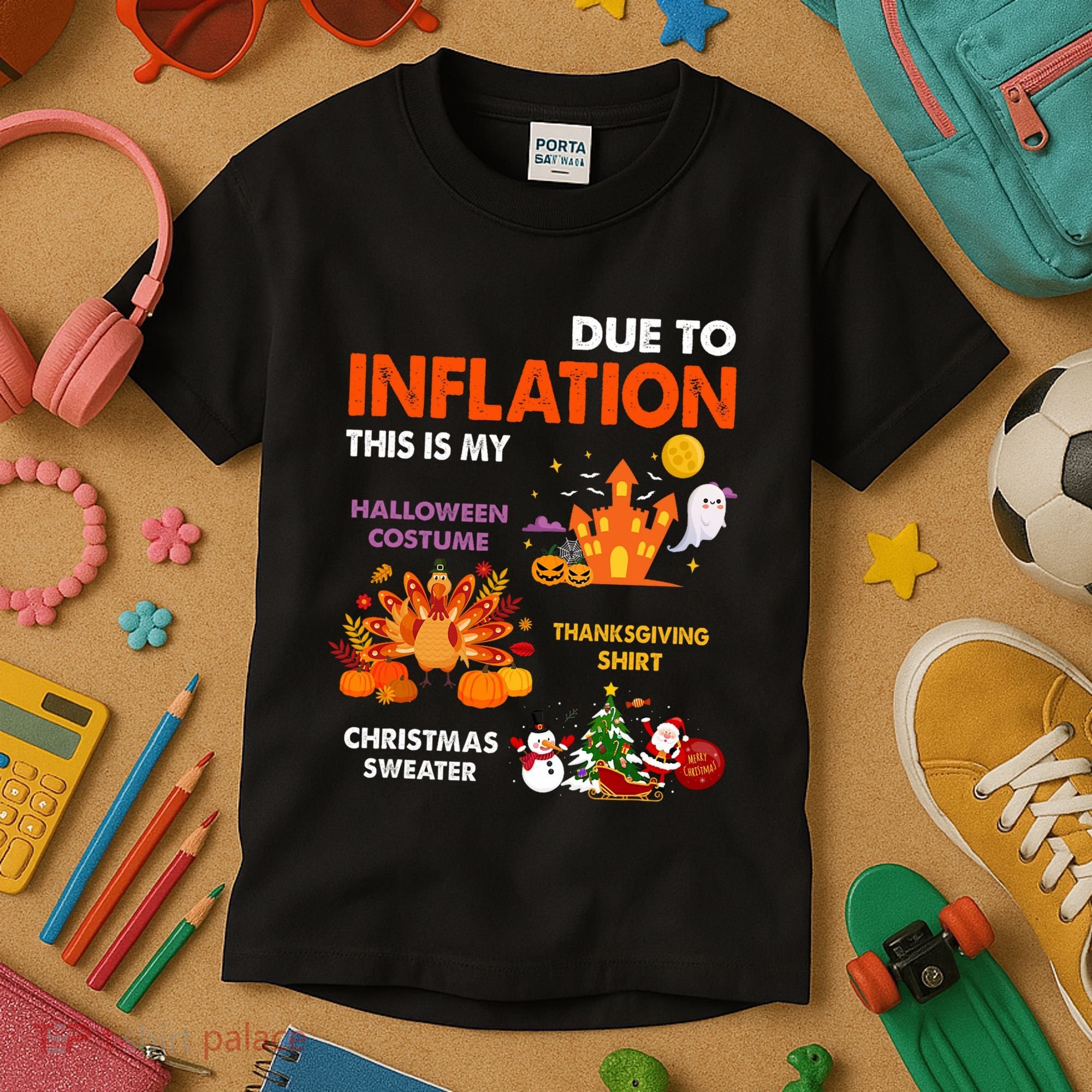 Funny Halloween Costume Thanksgiving Ugly Christmas Kids T-Shirt