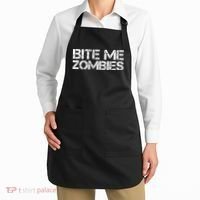Funny Halloween, Cute Halloween, Bite Me Zombies Apron thumb 2