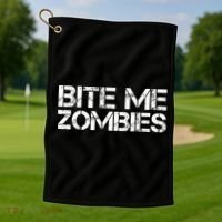 Funny Halloween, Cute Halloween, Bite Me Zombies Golf Towel thumb 1