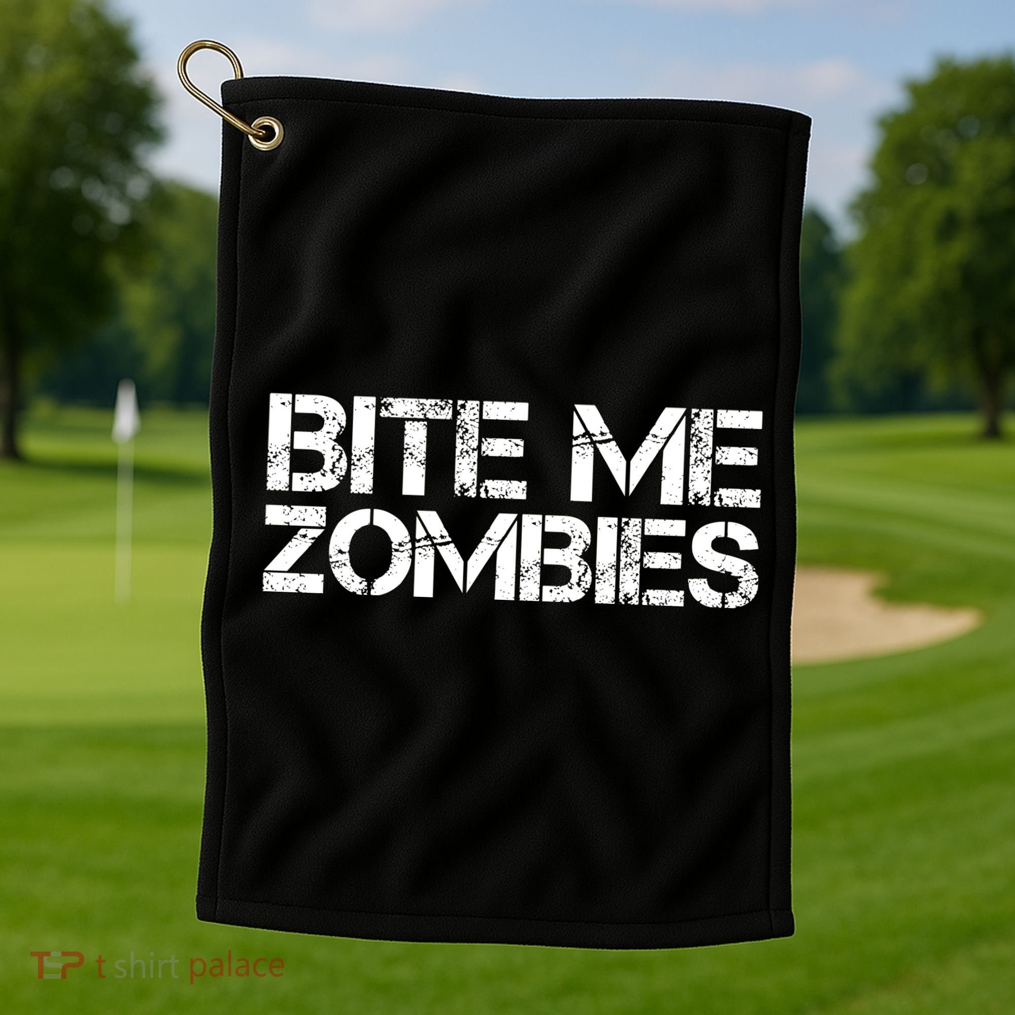 Funny Halloween, Cute Halloween, Bite Me Zombies Golf Towel