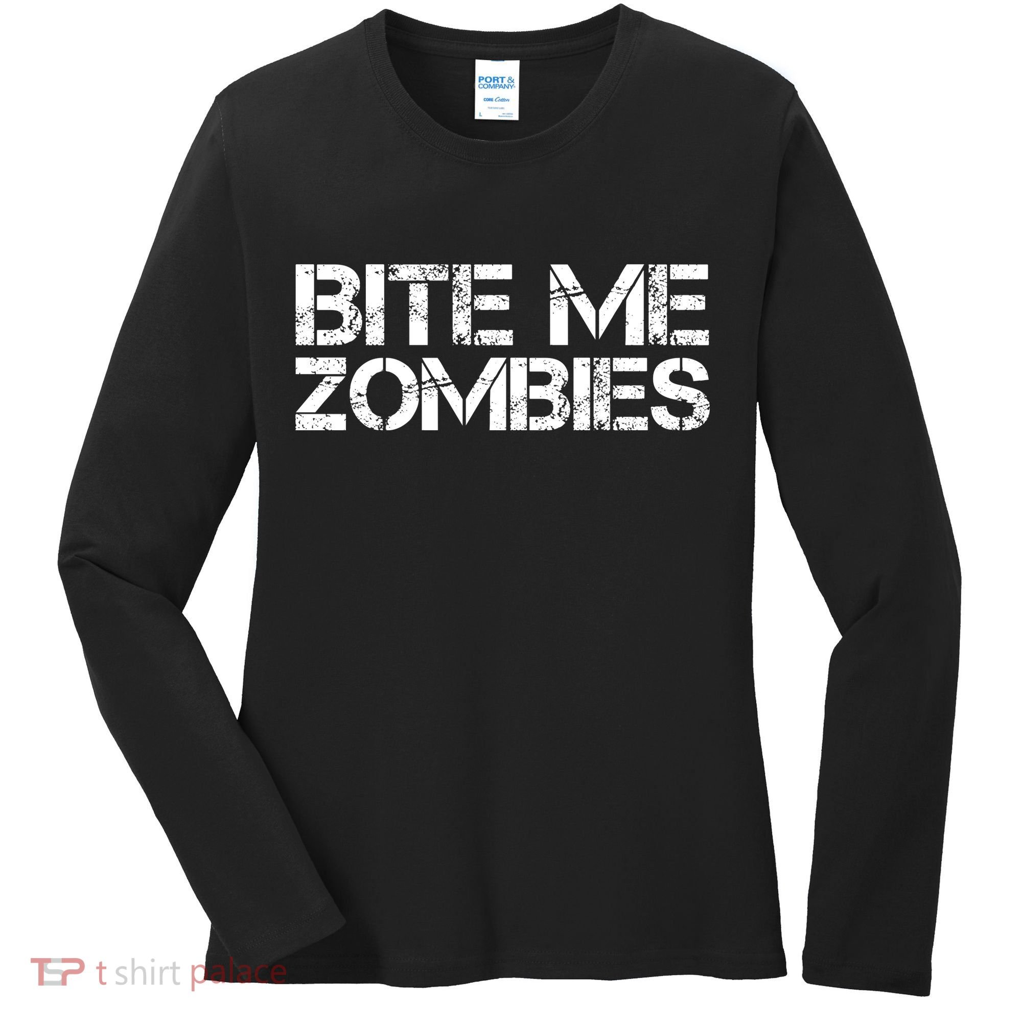 Funny Halloween, Cute Halloween, Bite Me Zombies Women's Long Sleeve Shirt