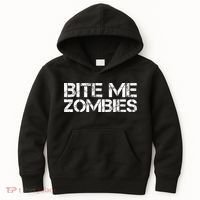 Funny Halloween, Cute Halloween, Bite Me Zombies Kids Hoodie thumb 0