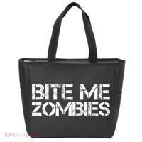 Funny Halloween, Cute Halloween, Bite Me Zombies Tote Bag thumb 0