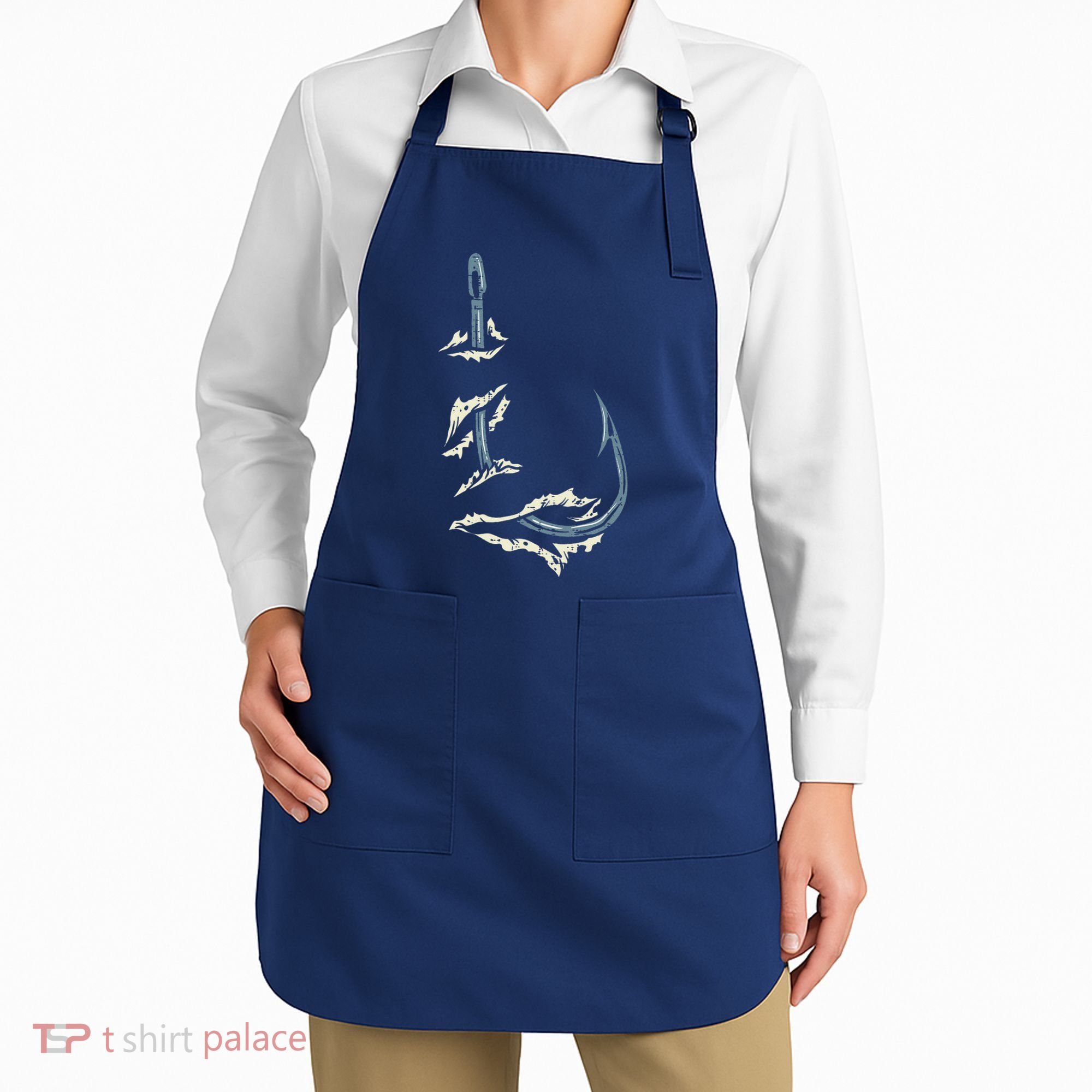 Fish Hook Cool Fishing Fisher Fisherman Angler Dad Apron