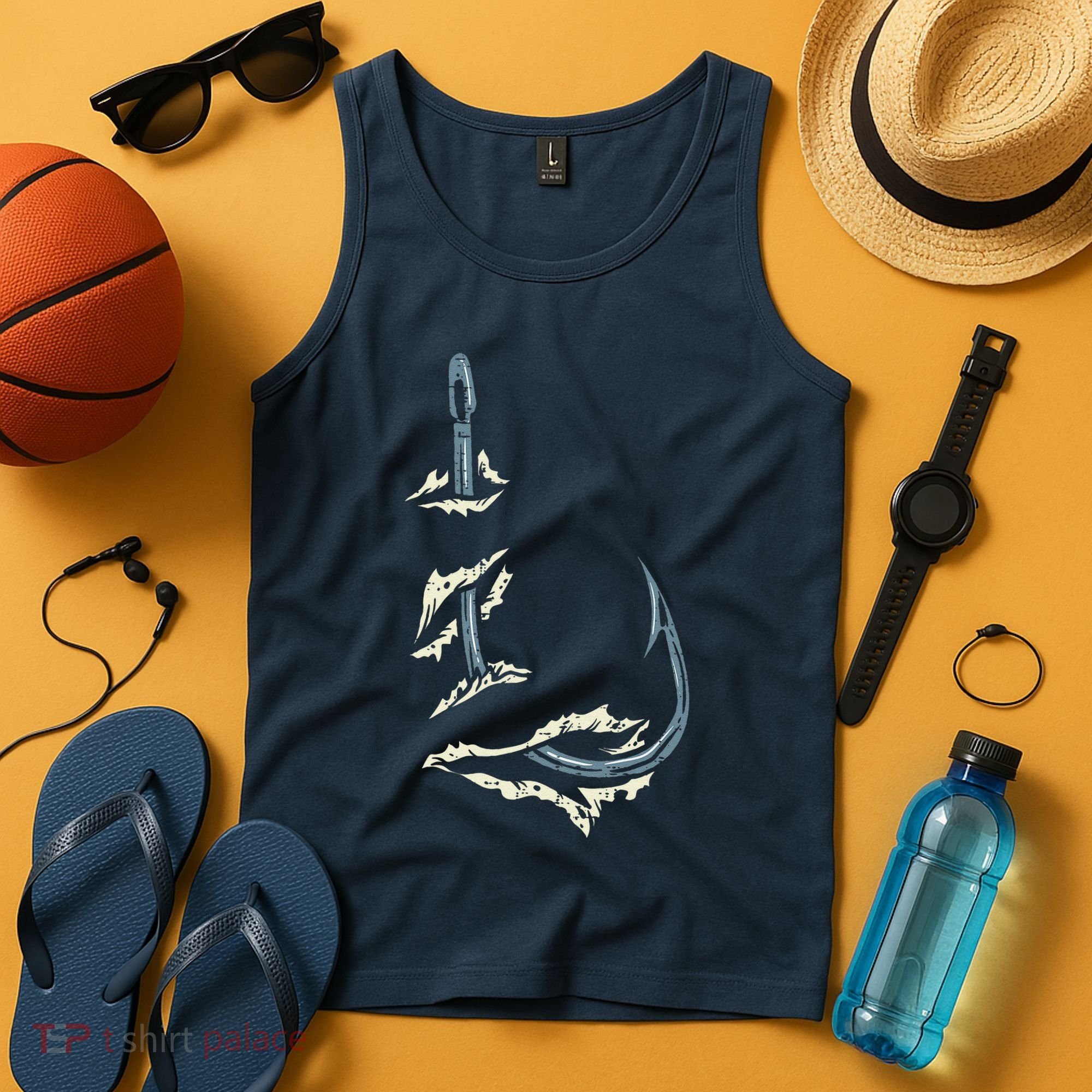 Fish Hook Cool Fishing Fisher Fisherman Angler Dad Tank Top