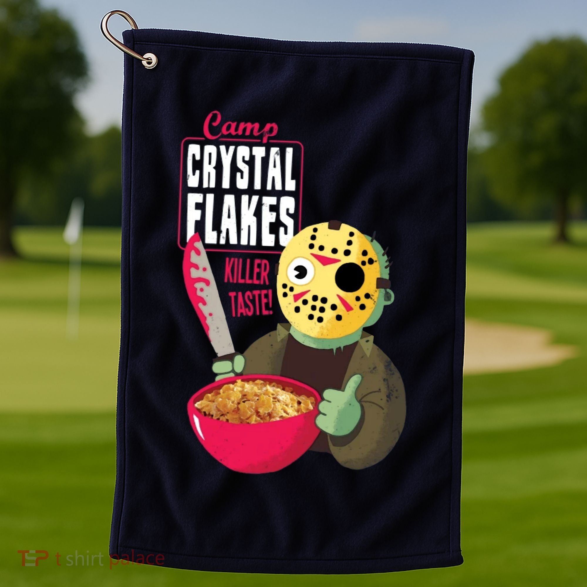 Funny Halloween Camp Crystal Flakes Golf Towel