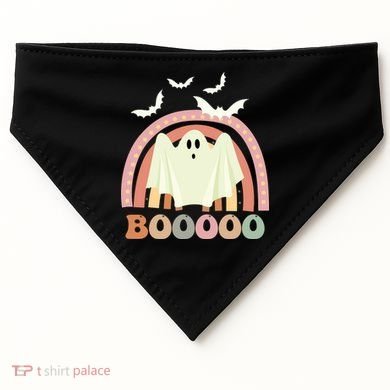 Funny Halloween Cute Ghost Retro Rainbow Spooky USA-Made Doggie Bandana