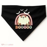 Funny Halloween Cute Ghost Retro Rainbow Spooky USA-Made Doggie Bandana thumb 0