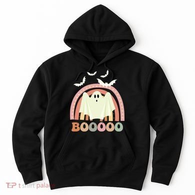 Funny Halloween Cute Ghost Retro Rainbow Spooky Hoodie