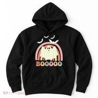 Funny Halloween Cute Ghost Retro Rainbow Spooky Hoodie thumb 0