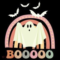 Funny Halloween Cute Ghost Retro Rainbow Spooky Hoodie thumb 7