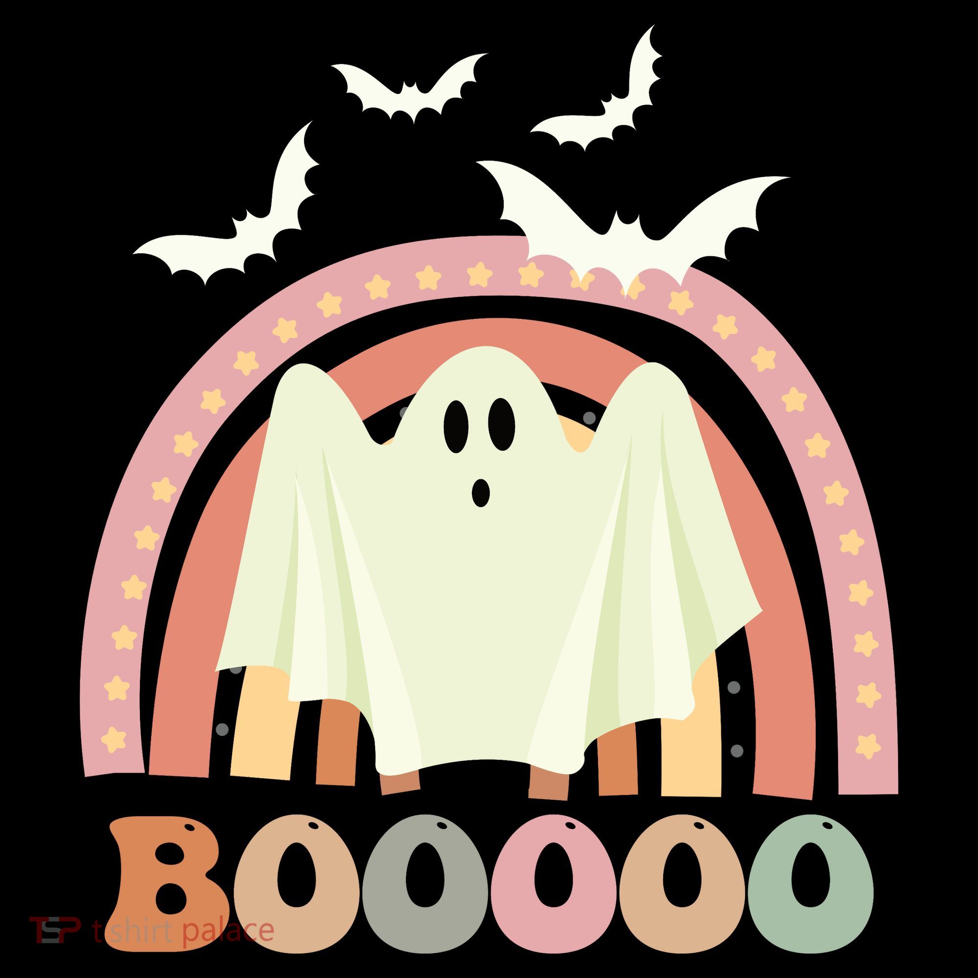 Funny Halloween Cute Ghost Retro Rainbow Spooky Hoodie