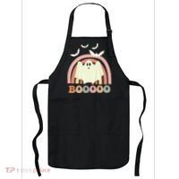 Funny Halloween Cute Ghost Retro Rainbow Spooky Apron thumb 0