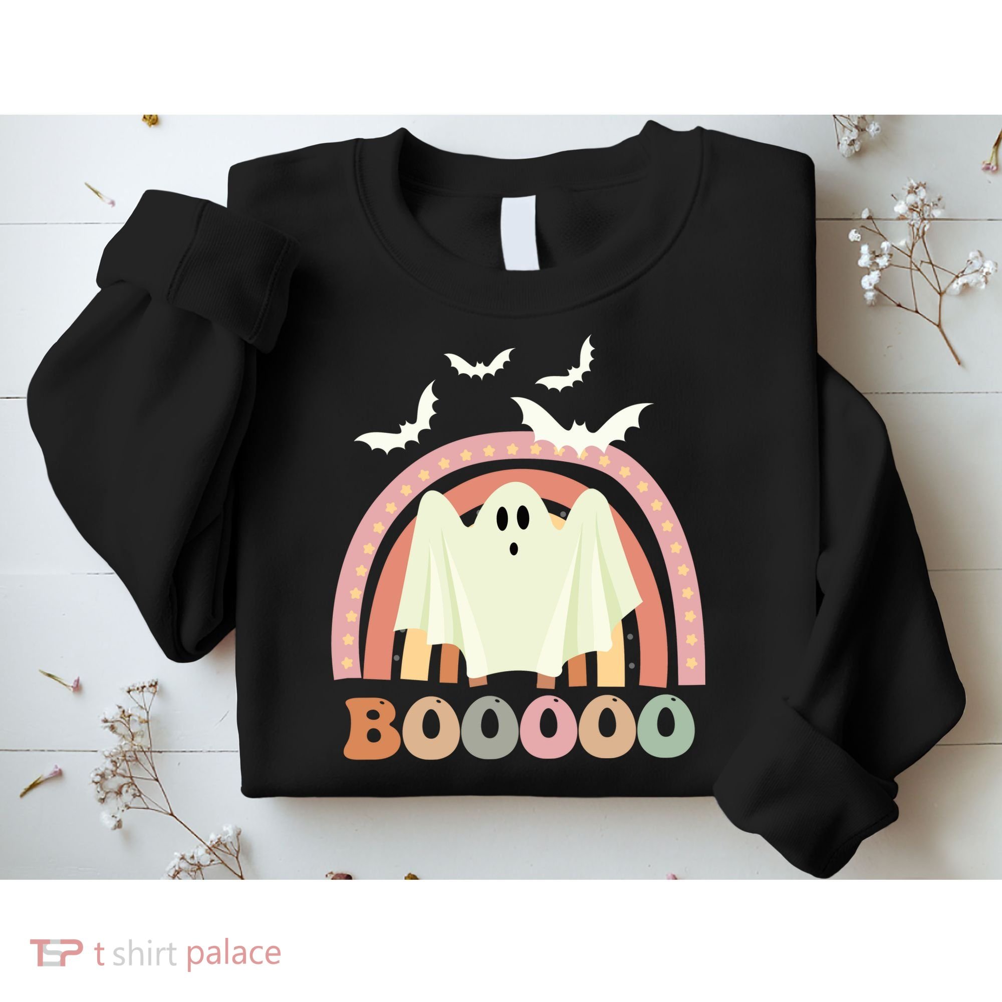 Funny Halloween Cute Ghost Retro Rainbow Spooky Sweatshirt