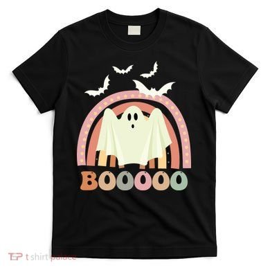 Funny Halloween Cute Ghost Retro Rainbow Spooky T-Shirt